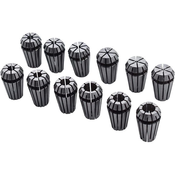 PET-U ER16 Spring Collet Set 1/32-3/8 Inch Carbon Steel Spring Collet Set for CNC Workholding Engraving and Milling Lathe Tools 12 Pack