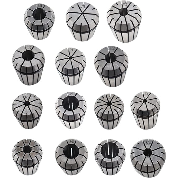 PET-U ER25 Spring Collet Set 1/8 Inch to 5/8 Inch 12-Pack for CNC Workholding Engraving & Milling Lathe Tool