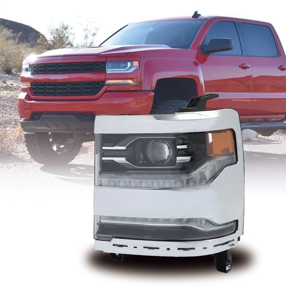 PETU For 2016 2017 2018 Silverado 1500 LED Headlight Frame Chrome