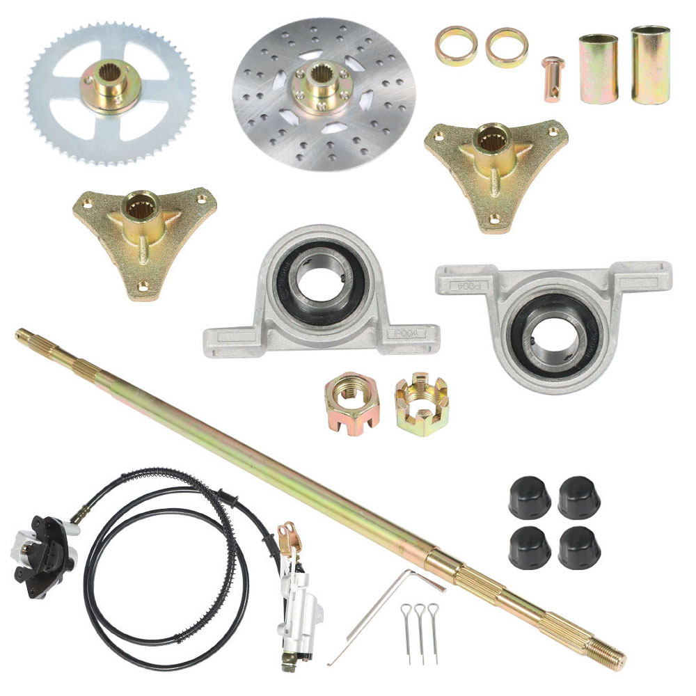 PETU Go Kart Rear Live Axle Kit, Sprocket & Hub, Brake Assembly+Pair