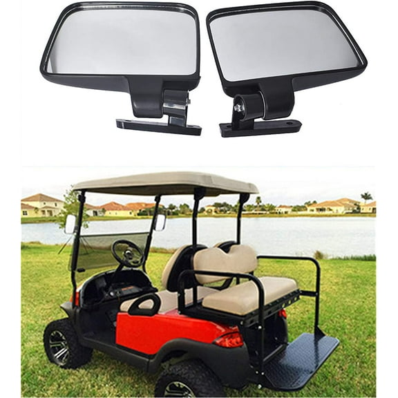 PET-U Golf Cart Folding Side View Mirrors Freely Adjust Replacement for Club Car, Star, Zone Carts HW9008