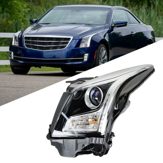 PET-U Halogen Headlight Replacement for 2013 2014 2015 2016 2017 2018 ATS Sedan Chrome Headlights Assembly Left Driver Side