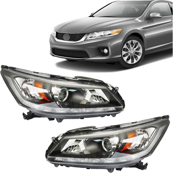 PET-U Headlight Assembly Replacement for Honda Accord 2013 2014 2015 DRL Headlights Set Driver ＆ Passenger Side