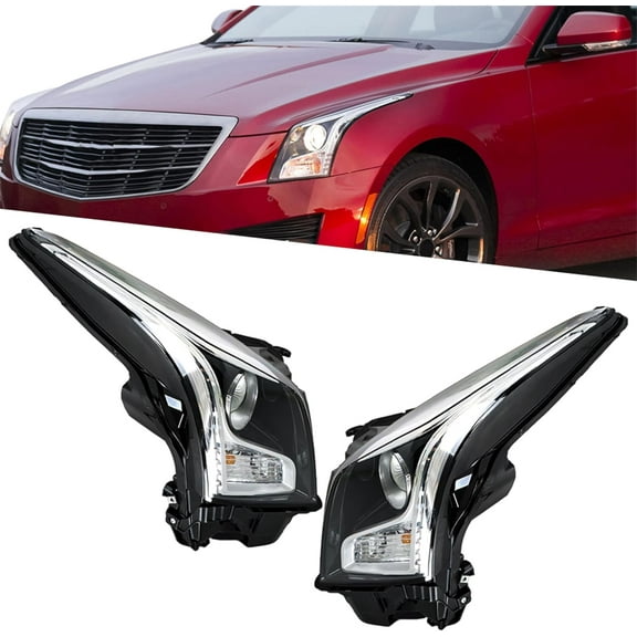 PET-U Headlight Headlamp Assembly Halogen Driver and Passenger Side Replacement for ATS 2013 2014 2015 2016 2017 2018 Replacement for GM2502384 GM2503384 Left LH Right RH