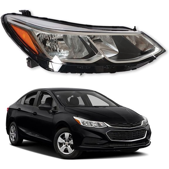 PET-U Headlights Front Head Lamps Replacement for 2016-2019 Chevrolet Chevy Cruze Halogen w/o LED DRL Models Projector Headlights Right Side (Passenger Side)