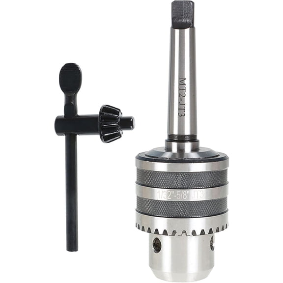 PET-U Heavy Duty Drill Chuck, 1/32 Inch To 5/8 Inch Drill Chuck for Lathe Drill Chuck Adapter Converter with Chuck Key and MT2 Shank 2 Morse Taper Arbor