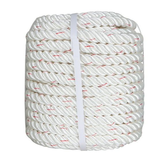 PET-U High Strength Braid Rope Pulling Rope Polyester Rope Multipurpose Bull Rigging 3/4 Inch x 100 Feet White Red