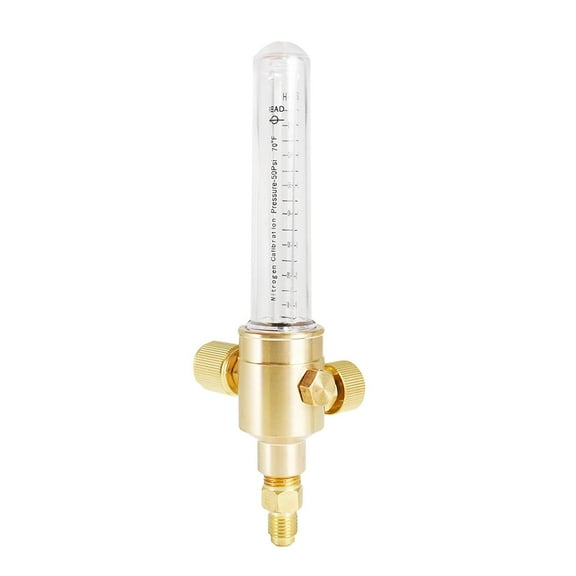 PET-U Nitrogen Flow Meter 1/4 Inch SAE Flare Inlet and Outlet 50PSI 0-75CFH Provides Precision Gas Flow Control for Nitrogen-Purging Applications
