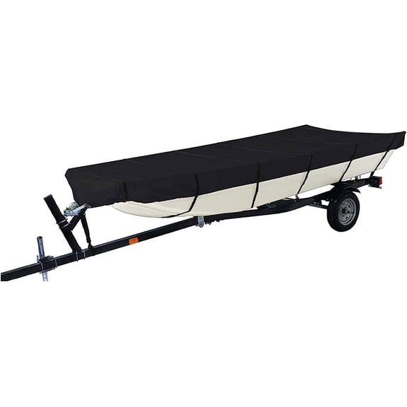 PET-U Waterproof Heavy Duty 210D Boat Cover Trailerable Boat Cover Replacement for Jon Boat 12ft-18ft Long and Beam Width up to 75inch