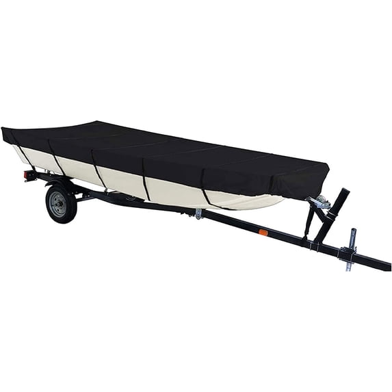 PET-U Waterproof Heavy Duty Trailerable Jon Boat Cover Replacement for Jon Boat 12ft-18ft Long and Beam Width up to 75inch