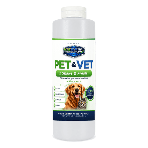 Kationx Pet & Vet 1 Shake & Fresh Pet Odor Eliminator Powder, Fast-Acting, 1 lb (16 oz) Shaker Bottle