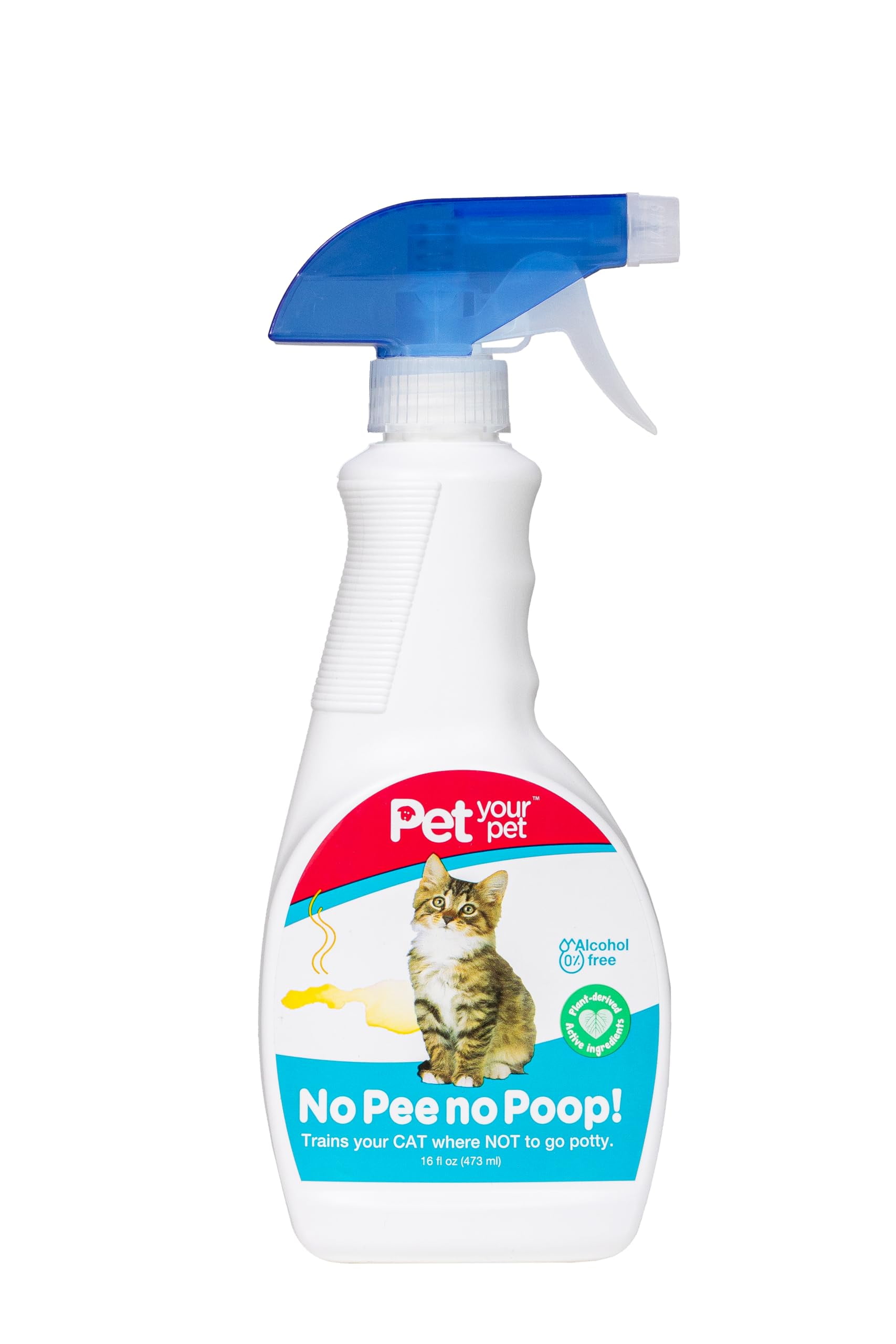 PET YOUR PET No Pee No Poop Cat Training Spray, 16 Fl Oz NonToxic