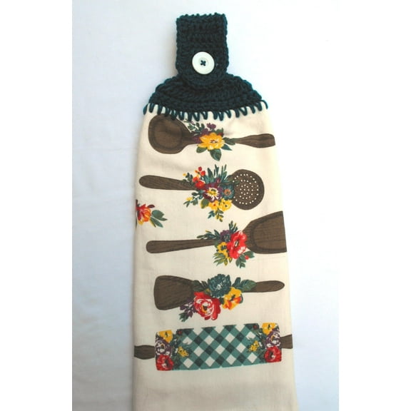 PETAL PARTY - KITCHEN UTENSILS - DOUBLE/FULL HANDMADE CROCHET TOP HANGING KITCHEN TOWEL