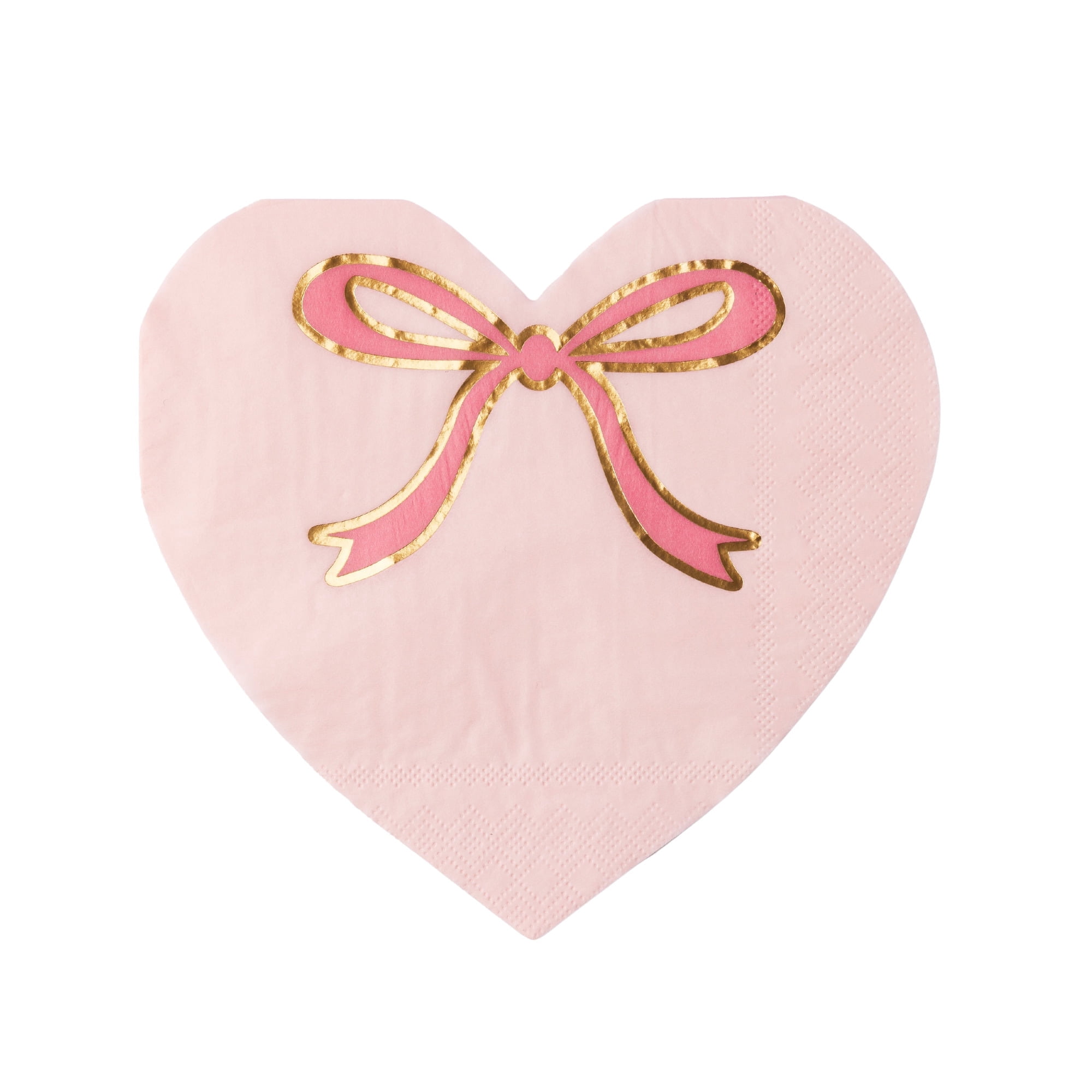 Bonjour Fête Pink Bow Heart Paper Napkins, Disposable Party Supplies ...