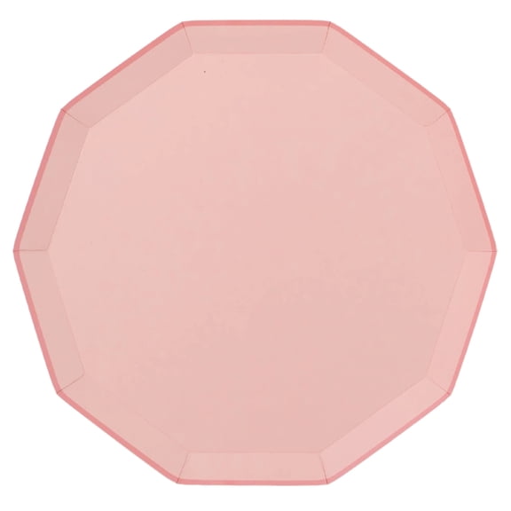 Bonjour Fte Light Pink Large Paper Dinner Plates, Disposable Party Supplies, 8 Count, 10.75 Inch, Happy Birthday, Bridal Shower, Baby Shower, Valentines