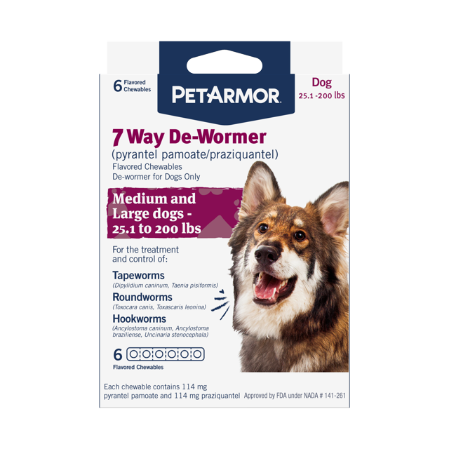 PETARMOR 7 Way DeWormer (Pyrantel Pamoate and Praziquantel) for Medium