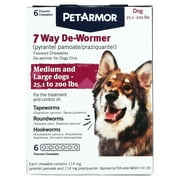 PETARMOR 7 Way De-Wormer for Medium and Large Dogs, 25.1-200 lbs, 6 Chewable Tablets