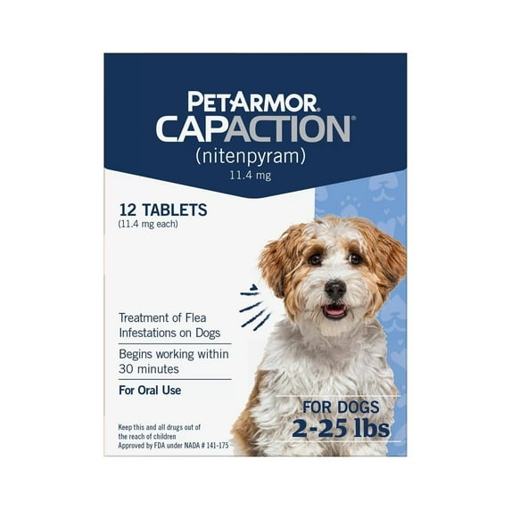 PETARMOR CAPACTION Fast-Acting Oral Flea Treatment for Small Dogs (2-25 lbs), 12 Doses