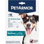 PETARMOR Flea & Tick Treatment for Medium Dogs, 23 to 44 lbs, 3 Monthly Applications