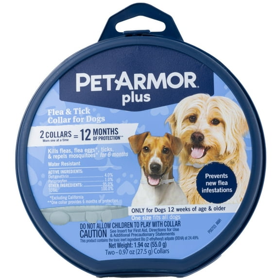 PETARMOR Plus Flea & Tick Collar for Dogs, One-Size-Fits-All Collar, 2 Count