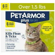 PETARMOR Plus for Cats Over 1.5 lbs, Flea & Tick Prevention for Cats, 6-Month Supply