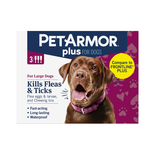 PETARMOR Plus for Large Dogs 4588 lbs, Flea & Tick Prevention, 3Month