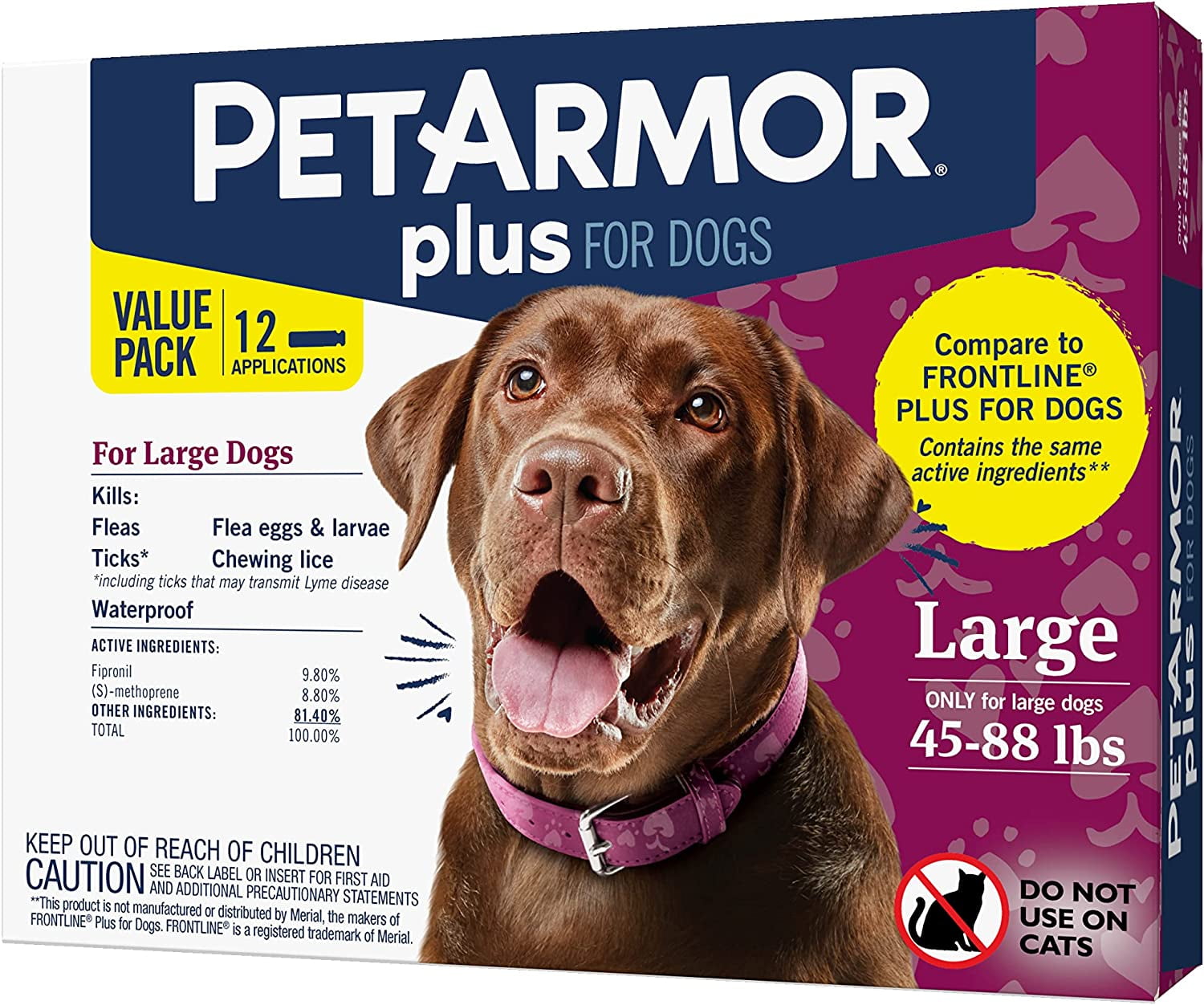 PETARMOR Plus for Large Dogs 45 88 lbs Flea Tick Prevention for