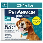 PETARMOR Plus for Medium Dogs 23-44 lbs, Flea & Tick Prevention for Dogs, 3-Month Supply