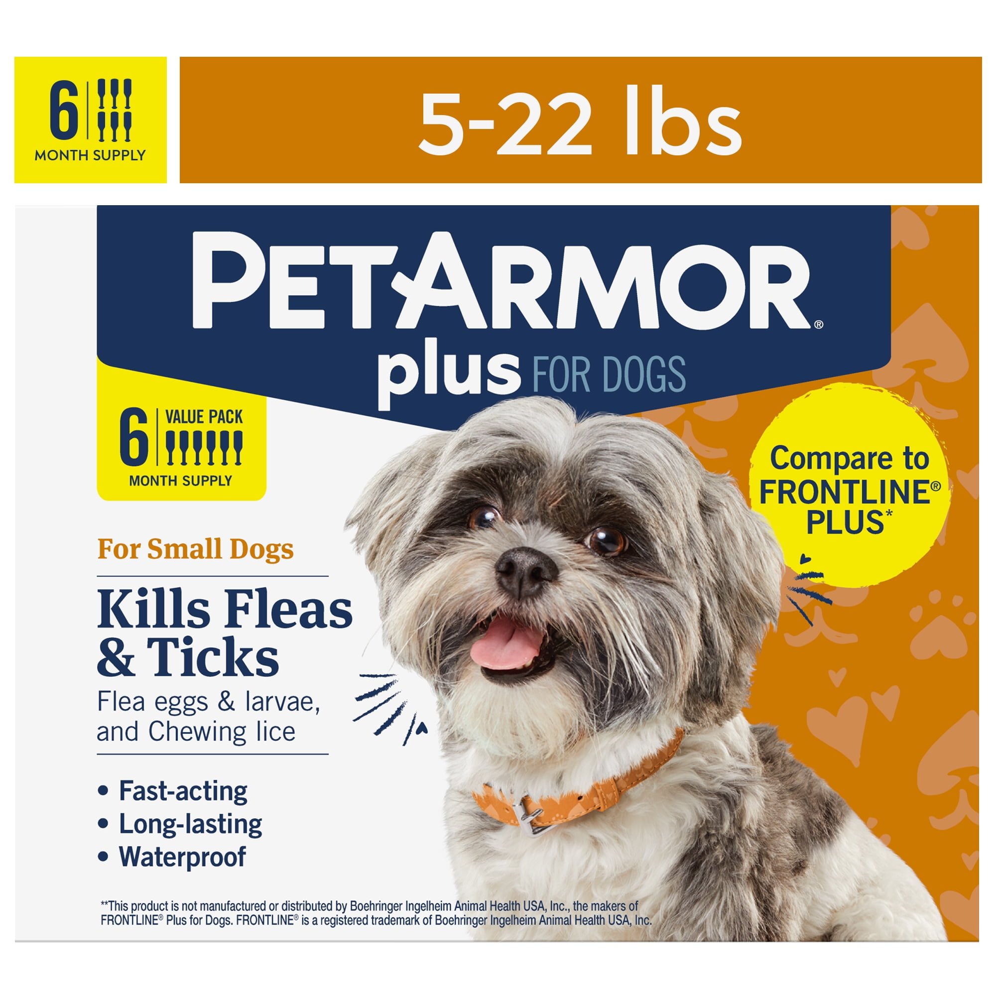 PETARMOR Plus for Small Dogs 5-22 lbs, Flea & Tick Prevention for Dogs, 6-Month Supply