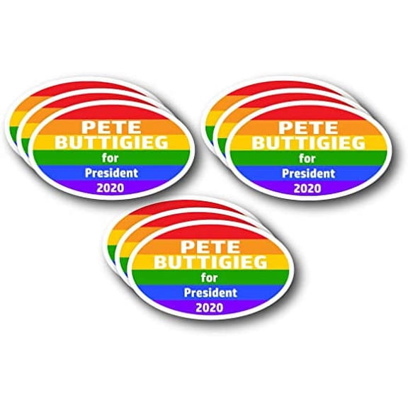 PETE BUTTIGIEG for President 2020 Rainbow Pride Flag Oval Bumper Sticker Vinyl Euro Decal Bumper Sticker 3" X 5" (9)