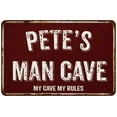 thumbnail image 1 of PETE'S Man Cave Sign Garage Mancave Decor Accessories Signs Vintage Retro Rustic Tin Wall Art Name Home Beer Dads Gift 8 x 12 Matte Finish Metal 108120003102, 1 of 1