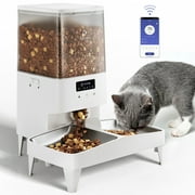 PETEMPO Automatic Cat Feeder, 5L WIFI Pet Feeder with Anti-Stuck Design, Stainless Double Bowls for 1-2 Cats, Dogs
