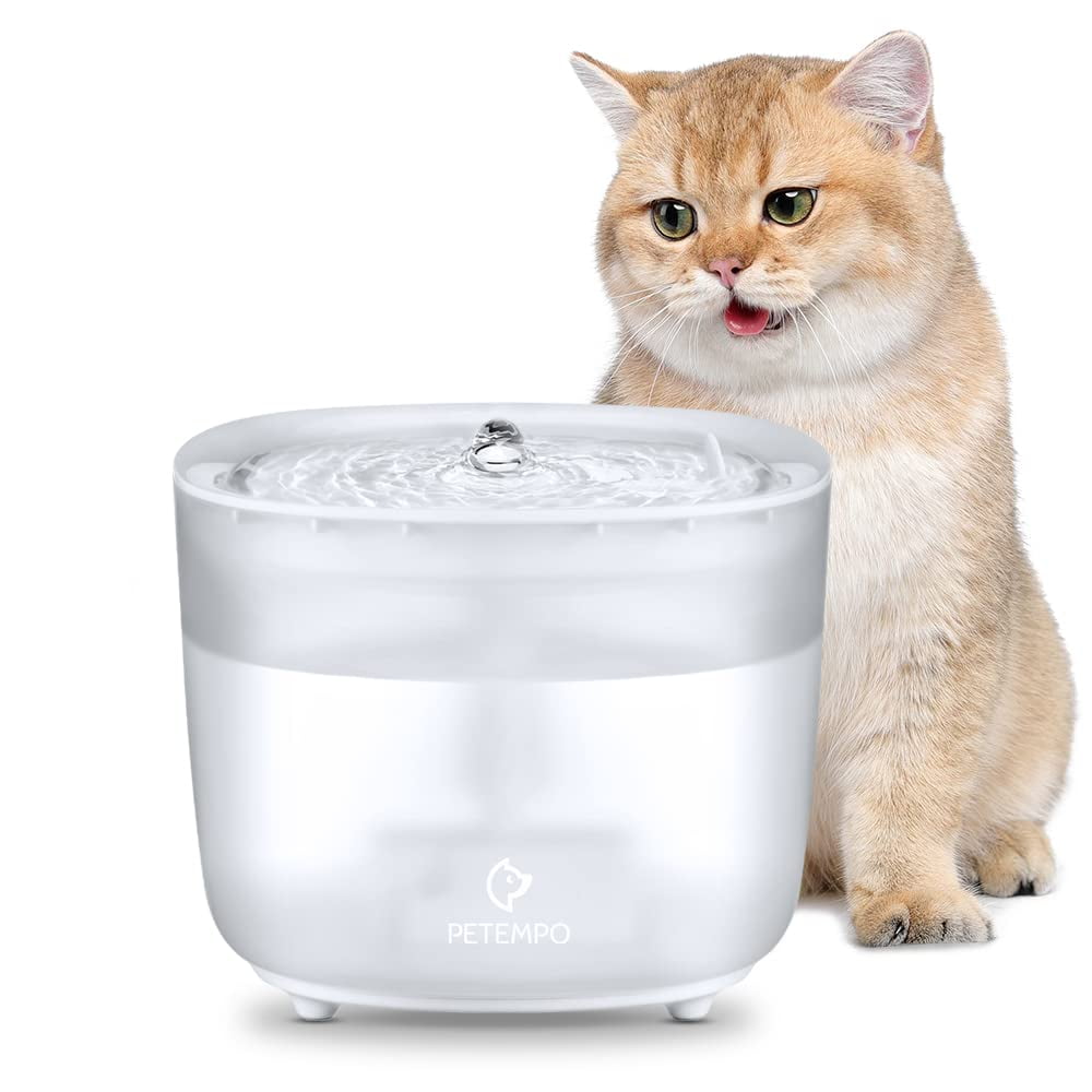 White Modern Wireless Cat Water Fountain with LED Indicator