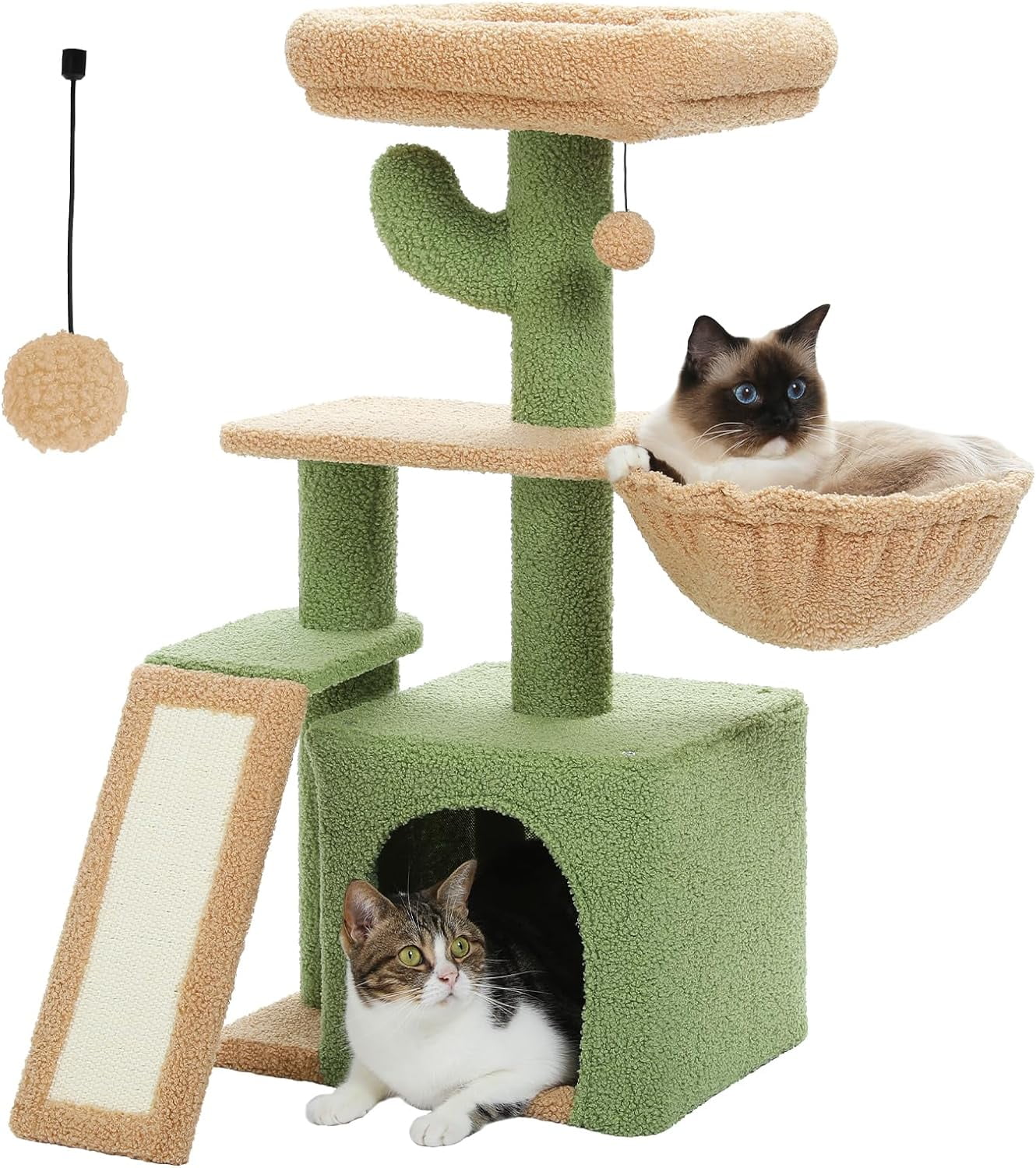 PETEPELA Cat Tree for Small Indoor Cats Plush Cat Tower with Large Cat ...