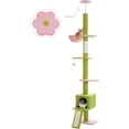 thumbnail image 1 of PETEPELA Floor to Ceiling Cat Tree [87"-100"] Height Adjustable, 5 Levels Cactus Cat Tower with Cat Perch&Replaceable Hammock(Visible Acrylic Bowl), 4.1" Super Robust Cat Scratcher Green, 1 of 14