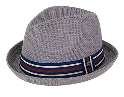 Peter Grimm Men's Standard Depp Natural Straw Fedora, Grey, XX-Large