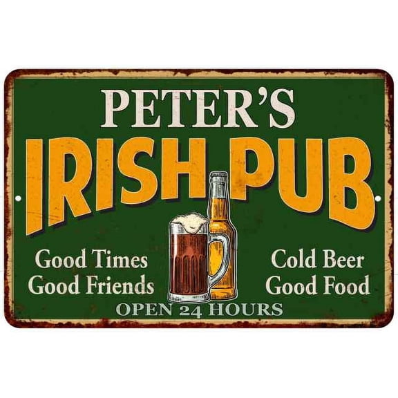PETER'S Irish Pub Beer Metal Sign Bar Decor 8x12 108120013046
