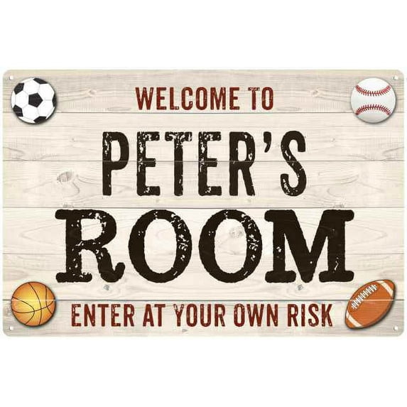 PETER'S Room Kids Bedroom Sign Boy's 8x12 Metal 208120090162