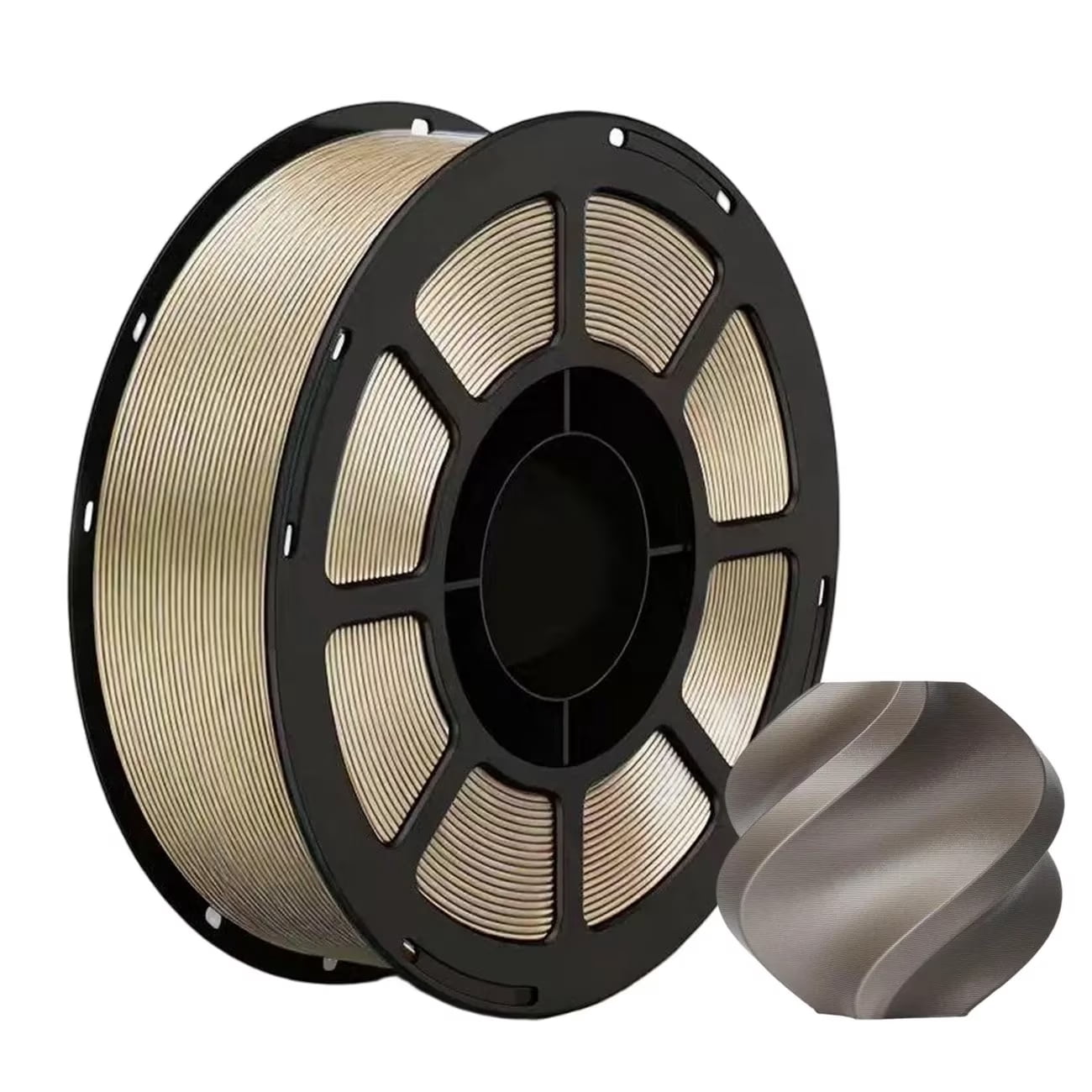 PETG 3D Printer Filament 1.75mm, Dimensional Accuracy +/-0.03mm, 1KG Spool (2.2lbs), Fit for Most 3D FDM Printer - Metallic Champagne Gold
