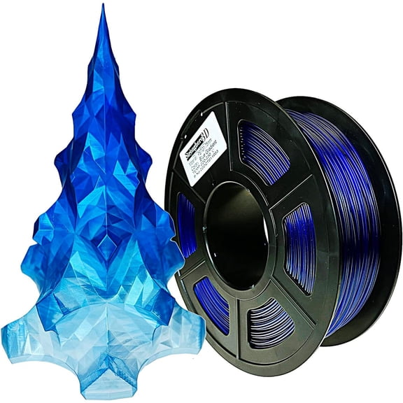 PETG 3D Printer Filament 1.75mm Ice Blue Gradient Translucent Crystal Blue 3D Filament Glossy for FDM Printing 1kg(2.2lbs)