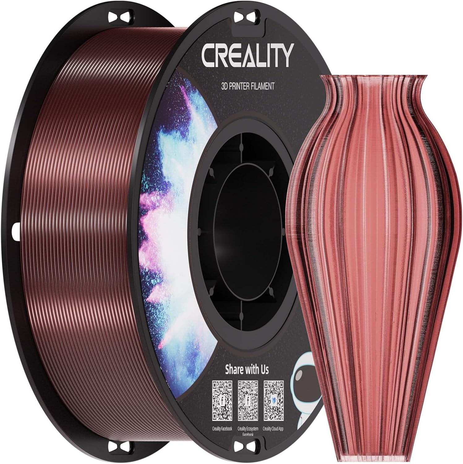 PETG Filament 1.75, 3D Printer Filament, Excellent Toughness High Precision, Odorless Non-Toxic Moistureproof, 1kg(2.2lbs) Glossy 3D Printing Filament for 3D Printer (Transp-Red)
