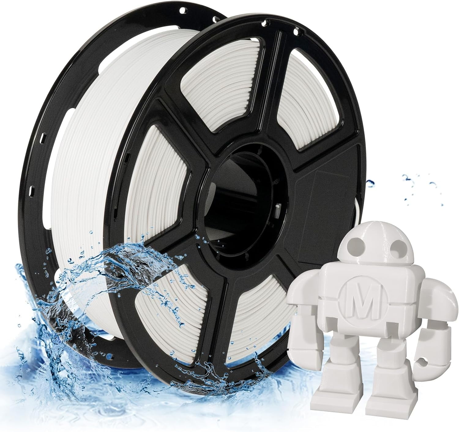 PETG Pro Filament 1.75mm White, 3D Printer Filament 1kg (2.2lbs) Spool, Dimensional Accuracy +/- 0.02mm, 3D Printing Filament for Various Mechanical Parts, Waterproof Parts