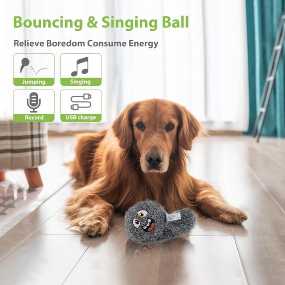 PETGEEK Interactive Dog Toys Ball - Rechargeable, Squeaky Plush Crazy ...