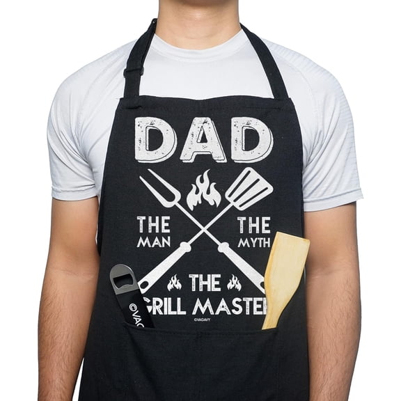 PETGLE 100% Cotton, Black Funny Aprons for Men, Dad, Husband - Birthday, Father’s Day Grilling Gifts for Papa, Husband.