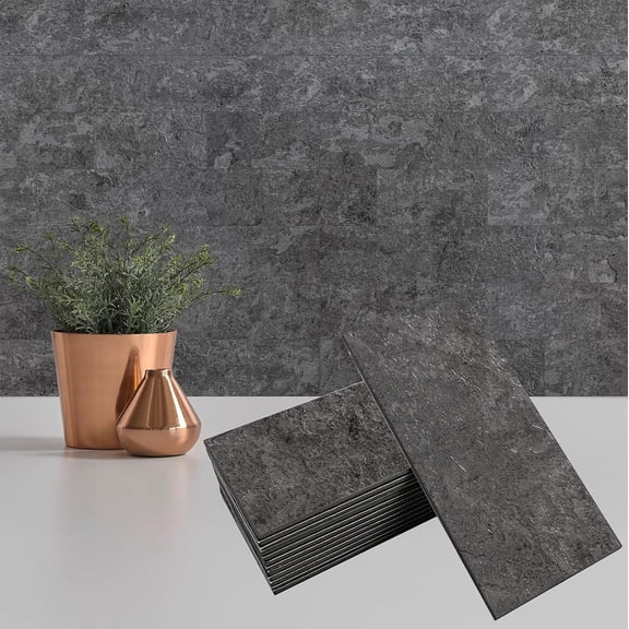PETGLE 100 Pieces Peel and Stick Backsplash for Kitchen, 3" x 6" PVC Subway Tile 2026 Upgraded Gray Concrete Stone Backsplash Stick on Tile Elevate Kitchen Fireplace RV