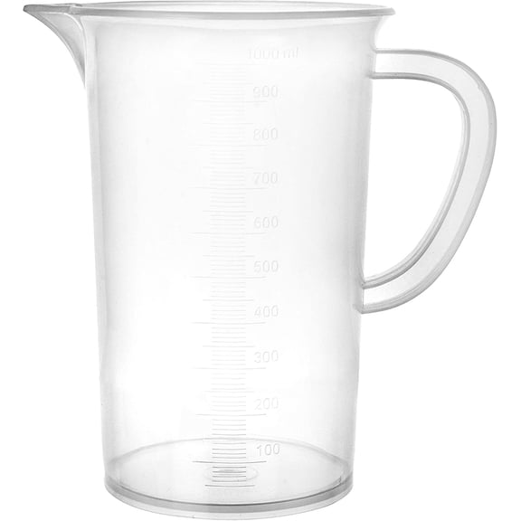 PETGLE 1000mL 1L Polypropylene Measuring Pitcher with Molded Graduation Marks, Chemical Resistant & Autoclavable Shatterproof Plastic Jug for Measurement Work