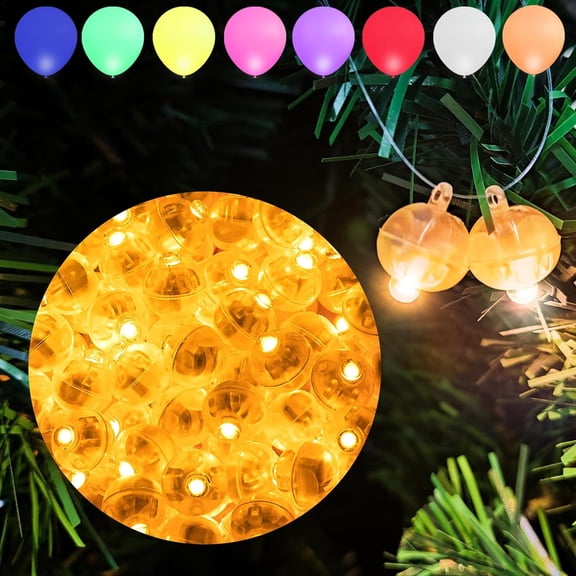 PETGLE 100pcs Orange Mini Lights with Hook,Long Standby Time Waterproof LED Balloon Light,Battery Powered,Ball Lamp for Balloon Paper Lantern Birthday Party Christmas Halloween (Matching Tag Rope)