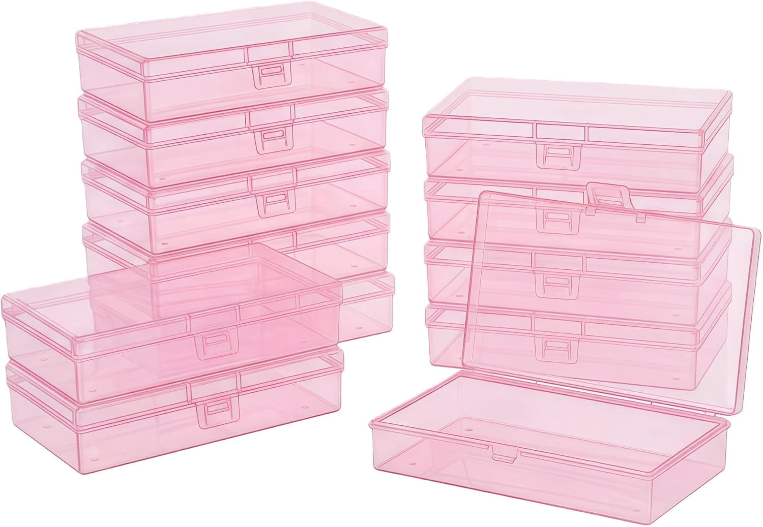 PETGLE 12 Pieces Rectangular Empty Mini Clear Plastic Organizer Storage ...