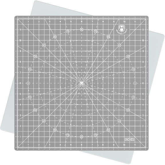 PETGLE 12"x12" Rotating Cutting Mat, Self Healing Mat with 360-Degree Rotation & Anti-Slip Base, Sewing Board Cutting Mat Perfect for Fabric Quilting Leather Hobby Project, Grey