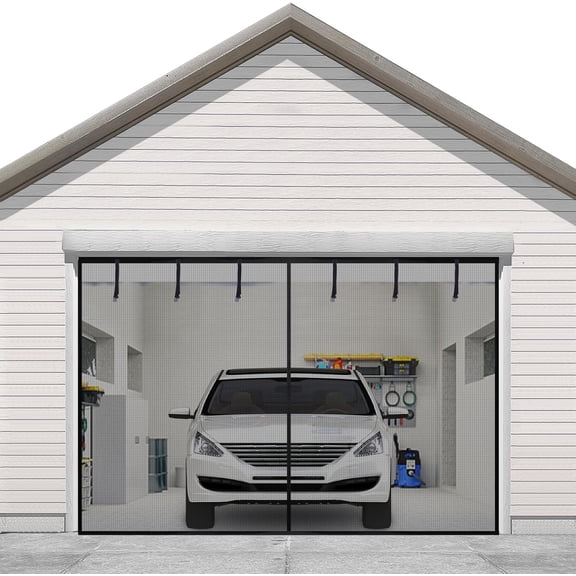 PETGLE 12x8 FT Garage Screen Roll Up Polyester Mesh for Garage Entry